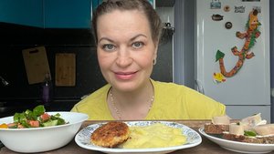 МУКБАНГ ПЮРЕ КОТЛЕТА БУТЕРБРОДЫ С РЫБОЙ САЛАТ/MUKBANG ЕДА ОБЖОР
