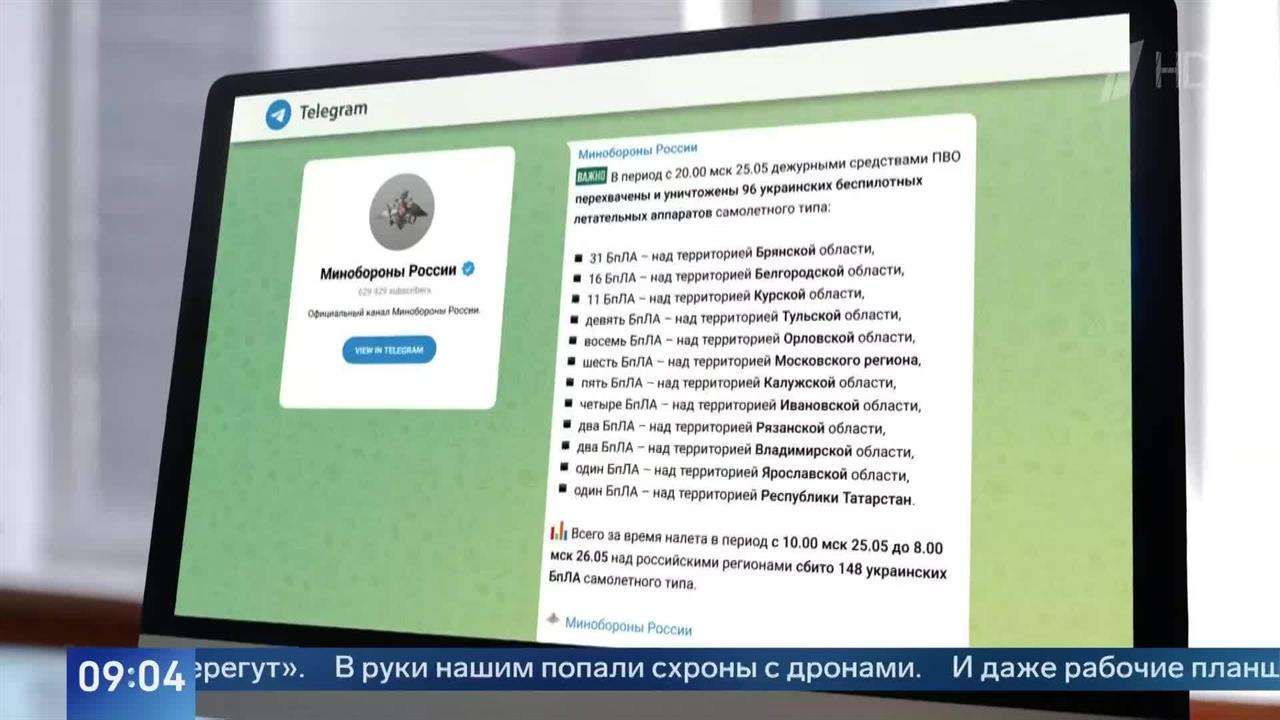 Российские силы ПВО сбили за ночь 96 украинских дронов над регионами РФ