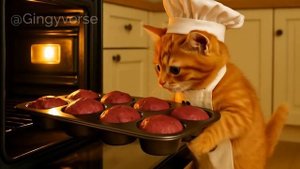 🫐 Tiny Cat Makes Berry Muffins for a Friend_ Sweetness Without a Reason 🍓🐻