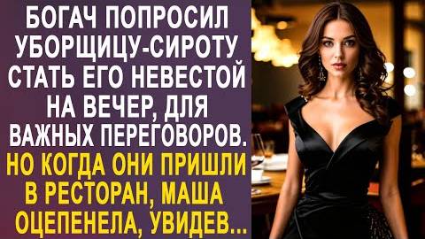 Богач попросил уборщицу-сироту стать его невестой на вечер, для важных переговоров. Но когда они...