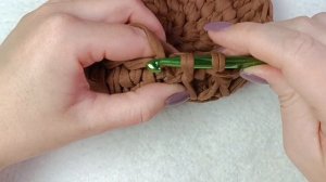 Вяжем корзину из трикотажной пряжи узором Соты 🧶
