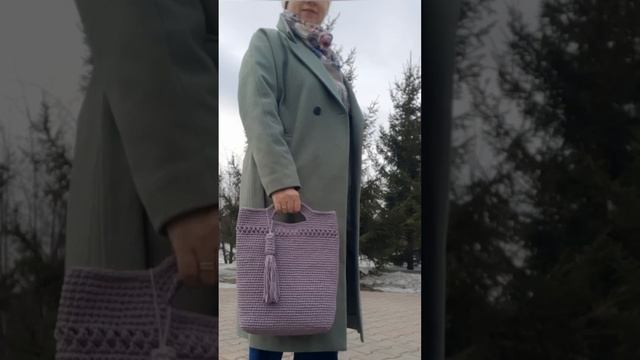 Пыльно-сиреневая сумка ручной работы из полиэфирного смотреть онлайн