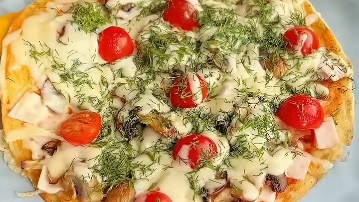ПП-Пицца на сковороде...🍕😋    Рецепт в описании ✍️