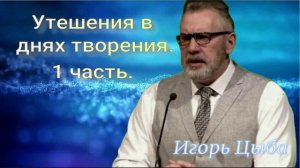 Утешения в днях творения.
1 часть.
Все это происходило…как образы нам.
Игорь Цыба.