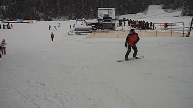 Первые повороты на сноуборде