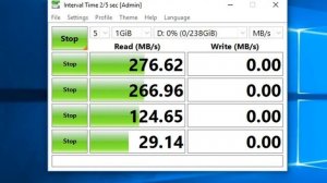 Проверка SSD ACOS 256Гб программой Crystal Disk Mark