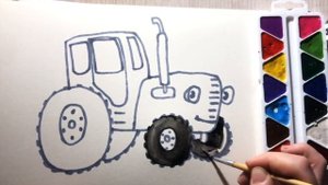 Как нарисовать Синий Трактор с Прицепом 🚜🐄 По Полям.