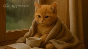 🪟 Tiny Cat’s Rainy Window_ A Soft Spring Moment 🌧️☕
