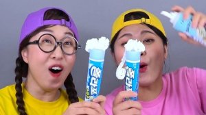 Десерт из мороженого Синяя еда Мукбанг ДОНА DONA