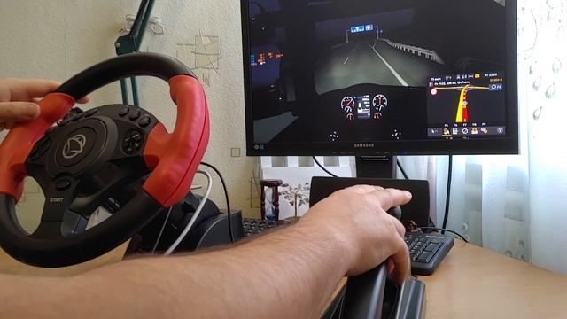 Игровой руль Manta MM632TT ручник + коробка передач в Euro Truck S смотреть онлайн