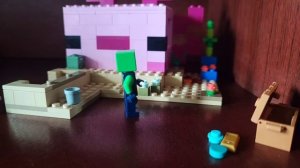 Подводное сражение. Кормление аксолотля и исчезающий дельфин. Legominecraft #lego #legominecraft