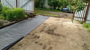 Откатные ворота на столбах для забора спустя 3 года и п