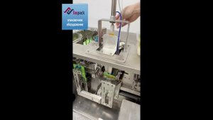 Упаковка кусков ананаса в готовый пакет.