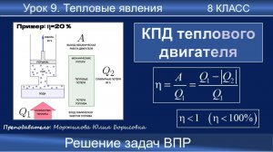 9. КПД теплового двигателя. Решение задач. Школьные уроки | 8 класс | Подготовка к ВПР