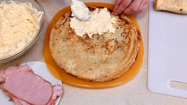 ХРУСТЯЩИЕ БЛИНЧИКИ С СЫРОМ И ВЕТЧИНОЙ/ ЭТО ОЧЕНЬ ВКУСН смотреть онлайн