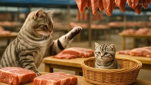 Mama Cat Trims Fur on the Farm and Makes Tiger Hat For Kittens At Home 🐾🧶🎩