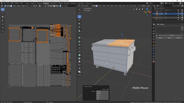 01. Beginning the UV Map of the Dumpster