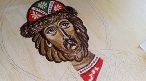 Выполнение иконы. Борис и  Глеб. Большая икона 130х87. Дерево, роспись, ручная работа. Икона. 2 этап