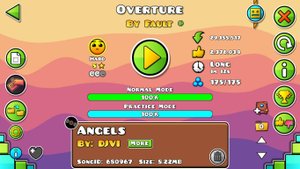 Geometry Dash. Overture by Fault - 100%, 2 coin