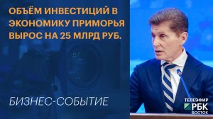 Кожемяко: Объём инвестиций в экономику Приморья вырос на 25 млрд | Событие