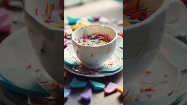 Разбитую чашку.