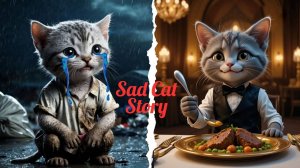 Gray Cat Rescues Lost Kitten and Finds Family ❤️ Sad Cat Story