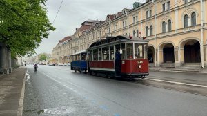 "С днём города!" Трамвай-реплика Brush №1028 с конкой №114 на Садовой ул., май 2025 года
