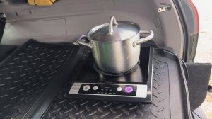 Тест. Индукционная плита от АКБ 12 вольт. Расход электр?