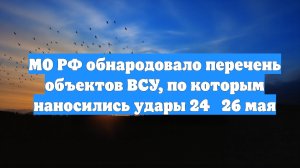 МО РФ обнародовало перечень объектов ВСУ, по которым наносились удары 24‑26 мая