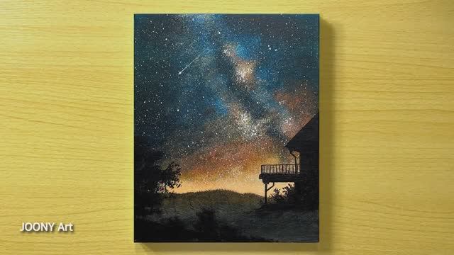 Рисуем звездное небо / Акриловая живопись для начинающих смотреть онлайн