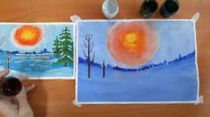 Как нарисовать зимний пейзаж с детьми