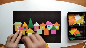 геометрическая аппликация НОЧНОЙ ГОРОД
