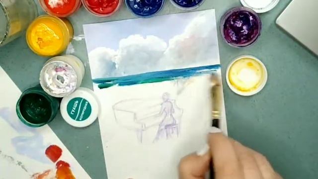 Рисунок гуашью💙 Открытка в память об очень хорошем человеке... смотреть онлайн