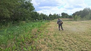 Покос больших объёмов леской. Работа бензокосой 2кВт. ?