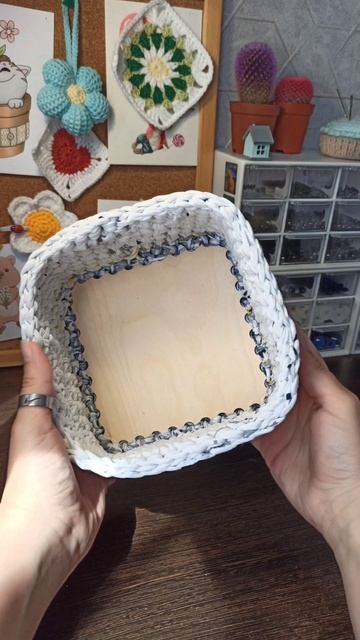 корзина крючком из трикотажной пряжи смотреть онлайн