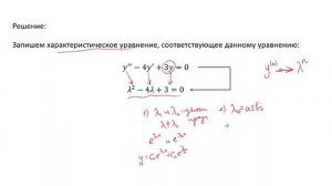 Решение линейного однородного ДУ 2 порядка с постоянными коэффициентами (А7)