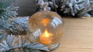 Светящийся ёлочный шар ЗОЛОТОЙ САЛЮТ, тёплый белый LED-огонь, 10 см, батарейки, GF-16820