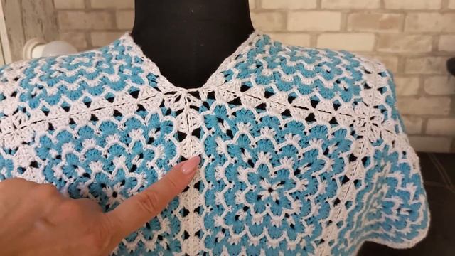 Кардиган з квадратних елементів гачком. Частина 2. Розкладка елементів. Рельєфна резинка гачком. смотреть онлайн