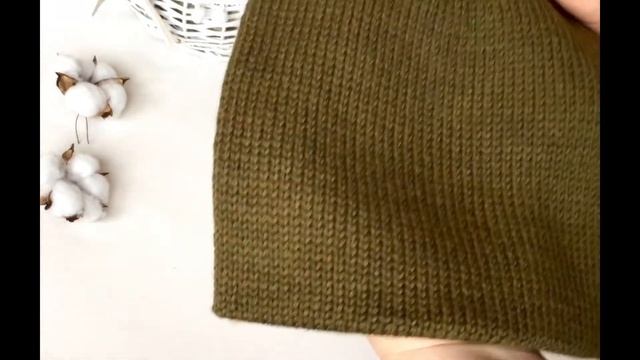 Шапка бини женская вязаная шерстяная демисезонная зеленая