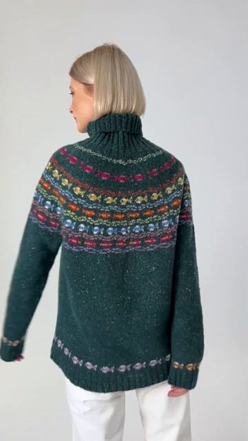 Вязаный свитер с рыбками, твидовый свитер, жаккардовый свитер, лопапейса, Soft Donegal, смотреть онлайн