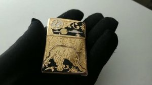Бензиновая золотая зажигалка z8504