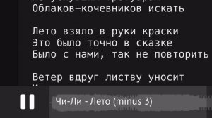 Лето Чили +1 тон караоке-минус текст на экране