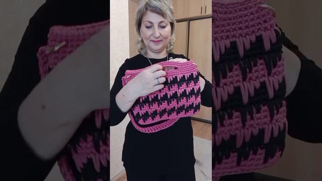 СУМКА 👛 ЛЕТНЯЯ, РОЗОВАЯ ИЗ ПОЛИЭФИРНОГО ШНУРА. 💐