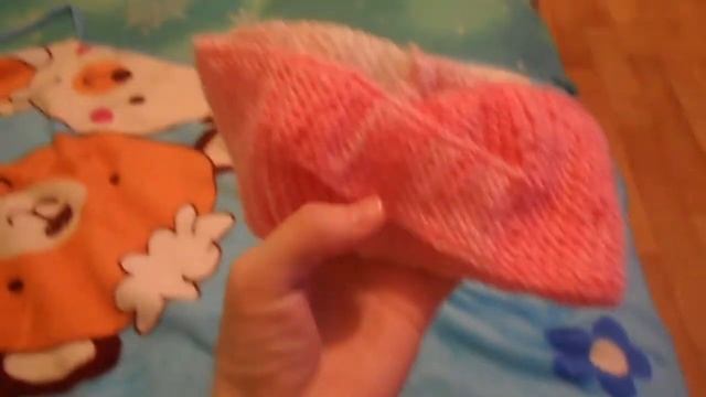 Повязка на голову спицами бело-розовая Head band with white-pink spokes