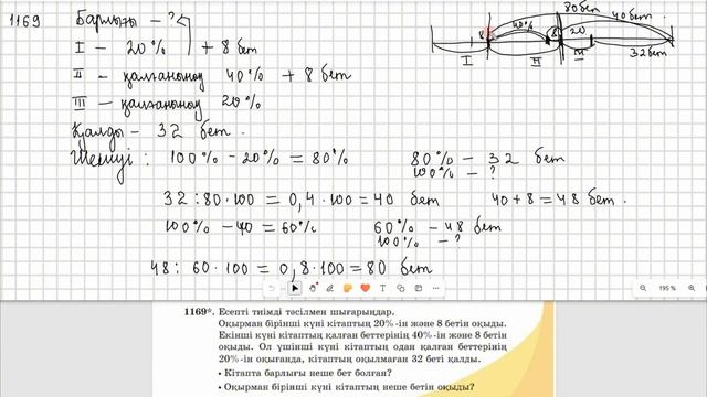 Математика 5 сынып  1168, 1169, 1170   есеп  6.3 сабақ Проценті б?