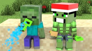 МАЛЫШ ХАЛК и МАЛЫШ ЗОМБИ - ГРУСТНОЕ РОЖДЕСТВО— Мультик с Персонажами Майнкрафт