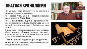 ИУДАИЗМ: Писания (Ктувим) и их краткая хронология