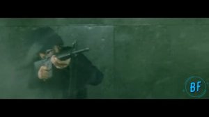 Нео и Тринити идут спасать Морфеуса,перестрелка. Матрица (1999)