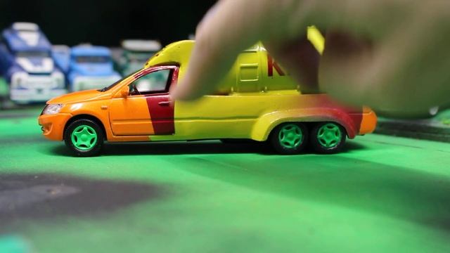 Lada Granta 6х6 пикап с бочкой "КВАС". Autogrand 1:36. Тюнинг модели.D