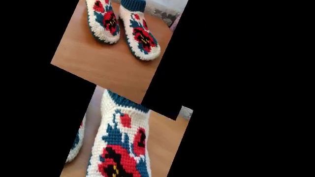 Тапочки следки тунисское вязание связала мама смотреть онлайн